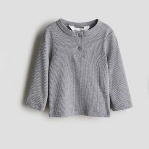 (4/$20) H&M - Ribbed Cotton Henley Shirt